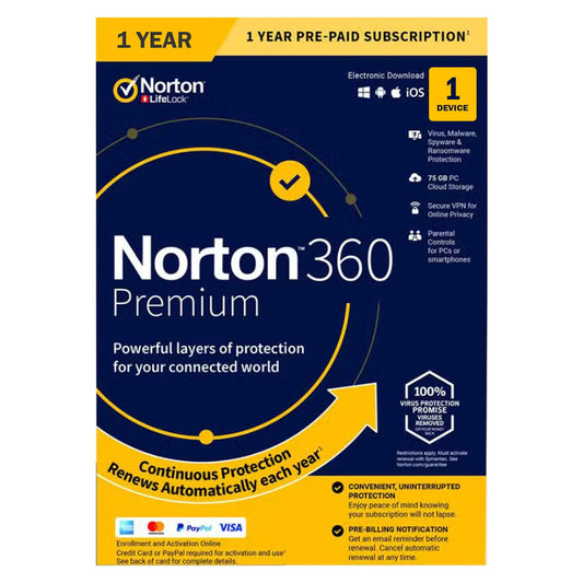 Norton 360 Premium 2021 1 device 1 year Key Number License